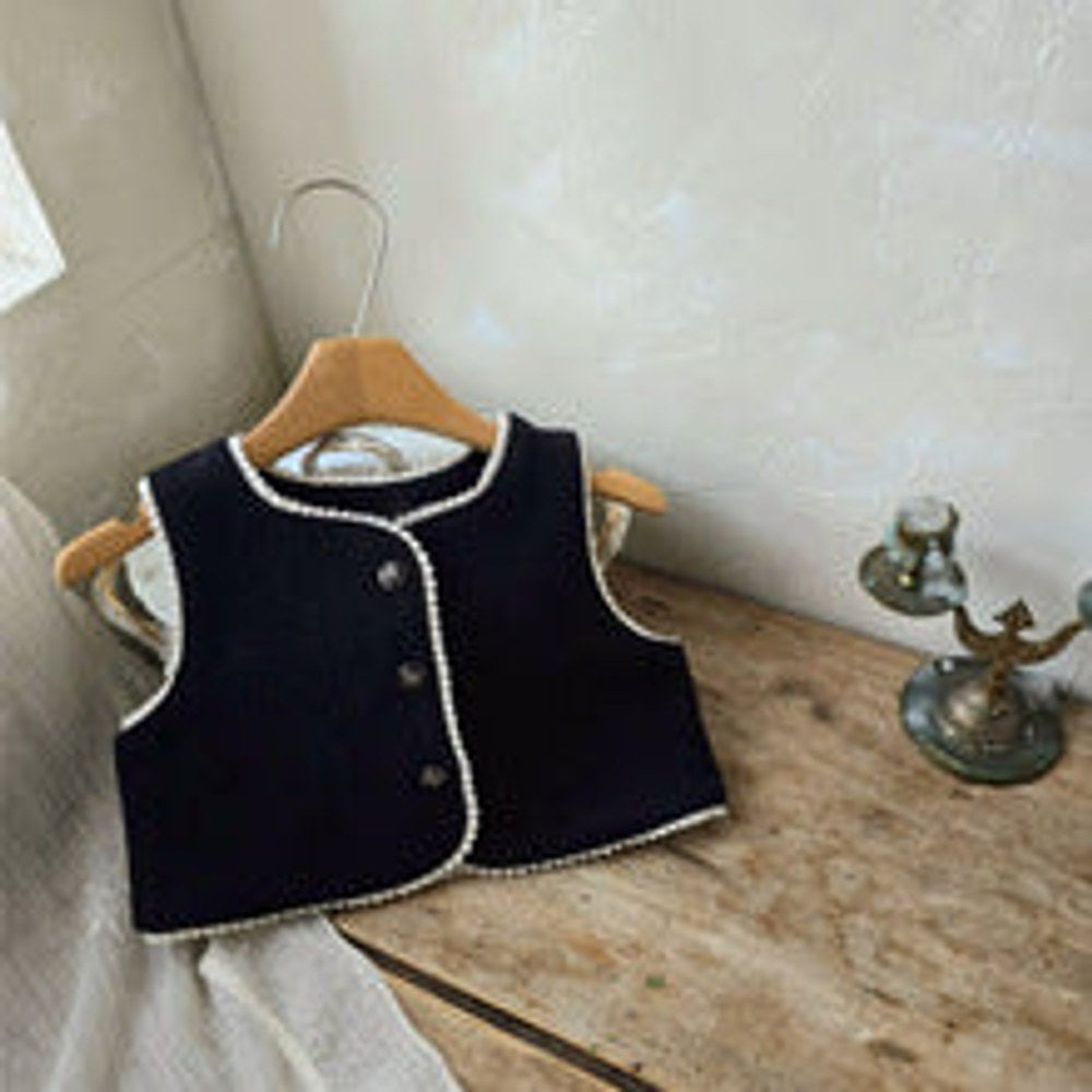 MyKids-USA® Baby Kids Girls Fleece-Lined Sleeveless V Neck Vest