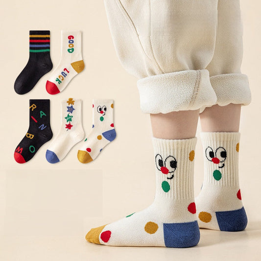 MyKids-USA® Baby Kids Unisex Breathable Casual Letters and Striped Pattern Socks 1 Lot=5-Pair Set