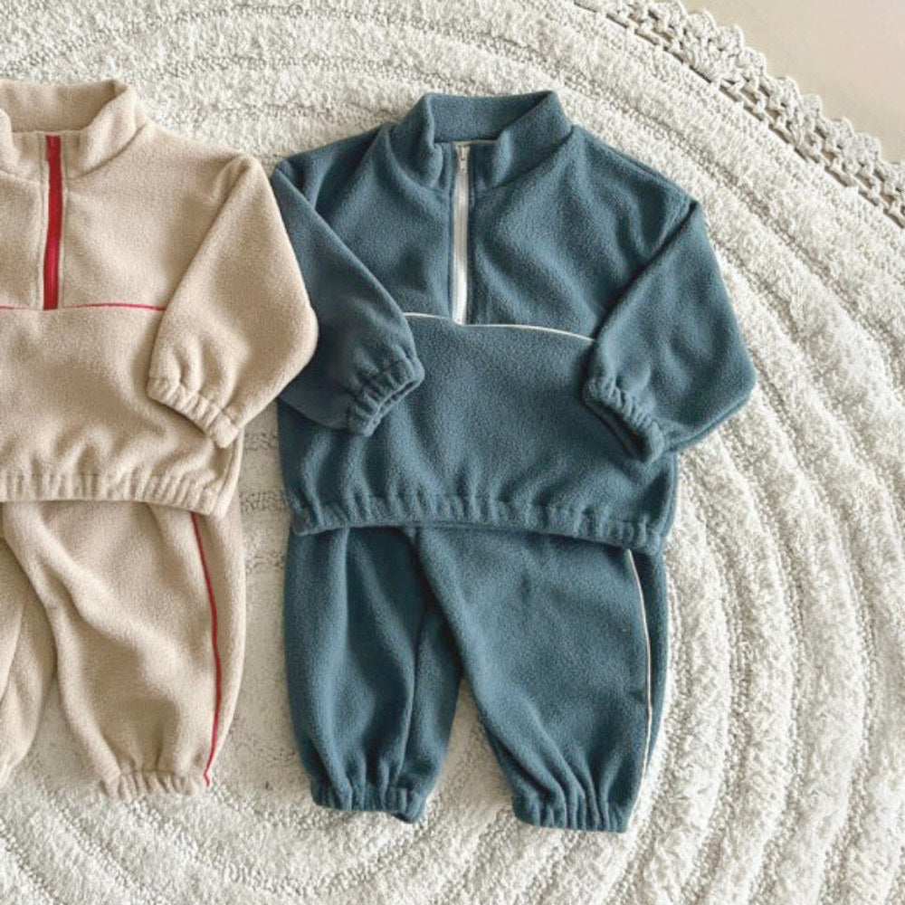 MyKids-USA® Baby Kids Unisex Long Sleeves Casual Color Patchwork Fluffy Pullover and Pants Clothing Set