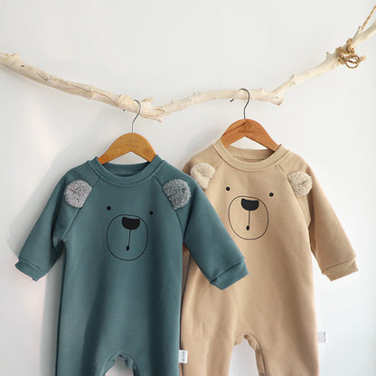 MyKids-USA® Baby Unisex Long Sleeves Teddy Bear Pattern Cute Rompers