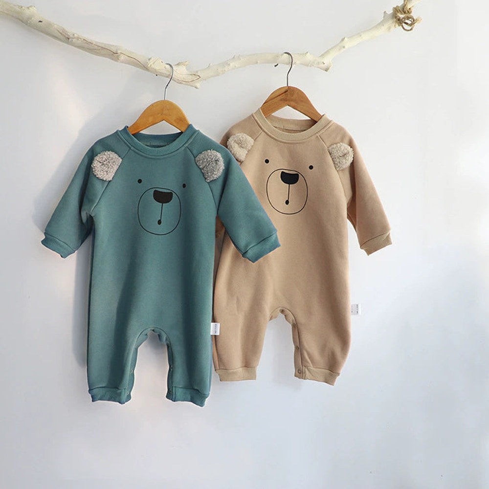 MyKids-USA® Baby Unisex Long Sleeves Teddy Bear Pattern Cute Rompers