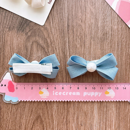 MyKids-USA® Collection of 2 Versatile Butterfly-bows Pattern Beaded Hair Clips