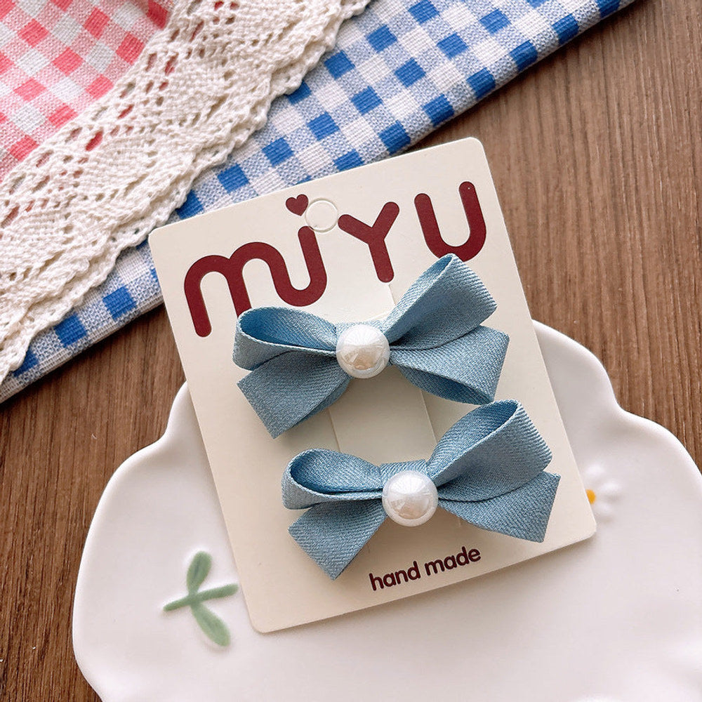 MyKids-USA® Collection of 2 Versatile Butterfly-bows Pattern Beaded Hair Clips