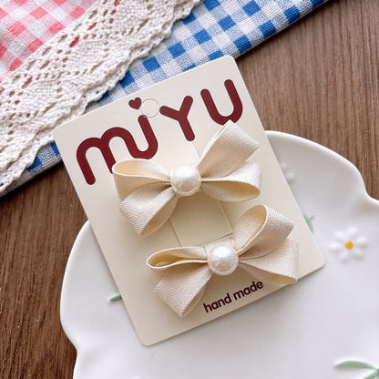 MyKids-USA® Collection of 2 Versatile Butterfly-bows Pattern Beaded Hair Clips