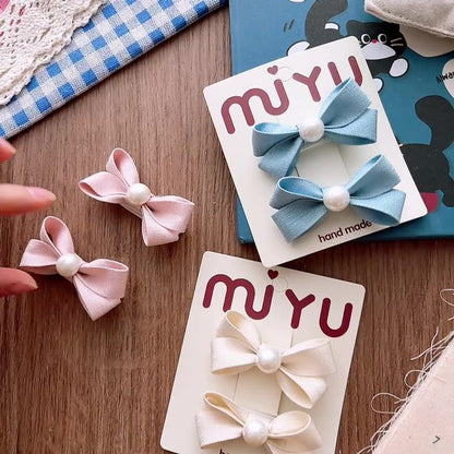MyKids-USA® Collection of 2 Versatile Butterfly-bows Pattern Beaded Hair Clips