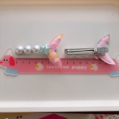 MyKids-USA® Collection of 2 Versatile Mermaid Pattern Beaded Hair Clips