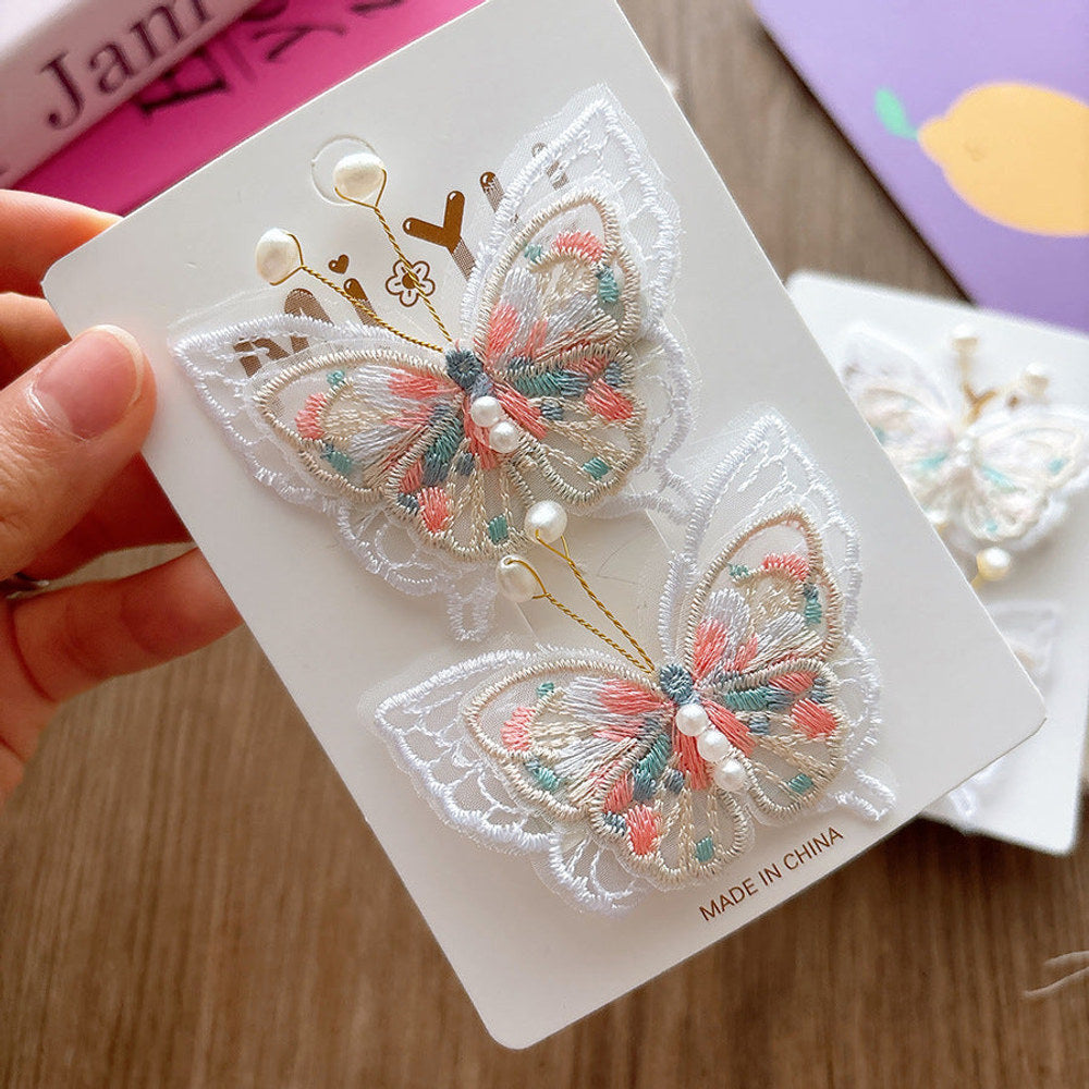 MyKids-USA® Collection of 2 Versatile Butterfly Pattern Beaded Hair Clips