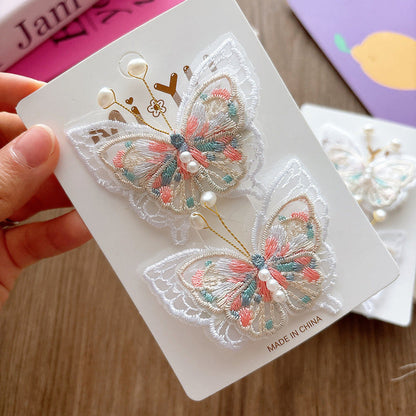 MyKids-USA® Collection of 2 Versatile Butterfly Pattern Beaded Hair Clips