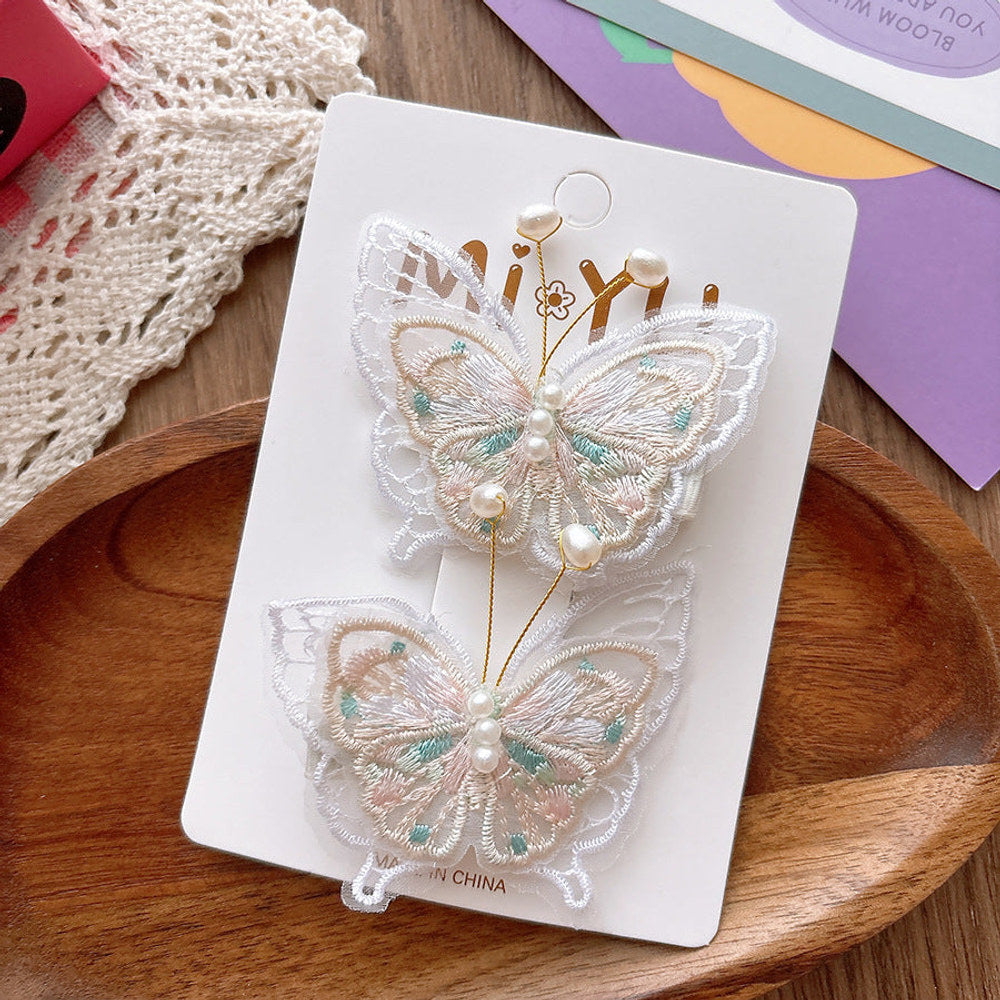 MyKids-USA® Collection of 2 Versatile Butterfly Pattern Beaded Hair Clips