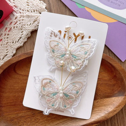 MyKids-USA® Collection of 2 Versatile Butterfly Pattern Beaded Hair Clips