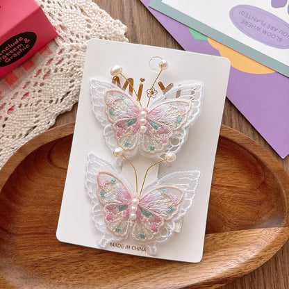 MyKids-USA® Collection of 2 Versatile Butterfly Pattern Beaded Hair Clips