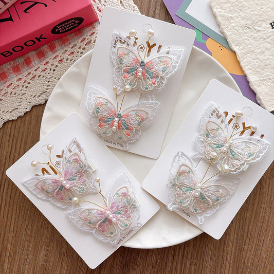 MyKids-USA® Collection of 2 Versatile Butterfly Pattern Beaded Hair Clips