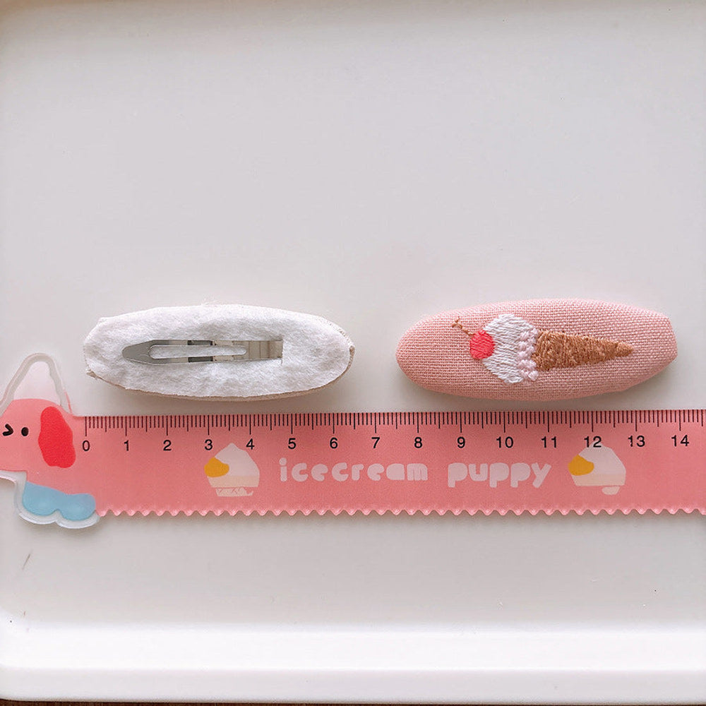 MyKids-USA® Collection of 2 Versatile Flowers Embroidered Pattern Hair Clips