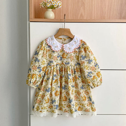 MyKids-USA® Flowers Pattern Baby Kids Girls Onesies and Dress – Princess Sister Matching Set