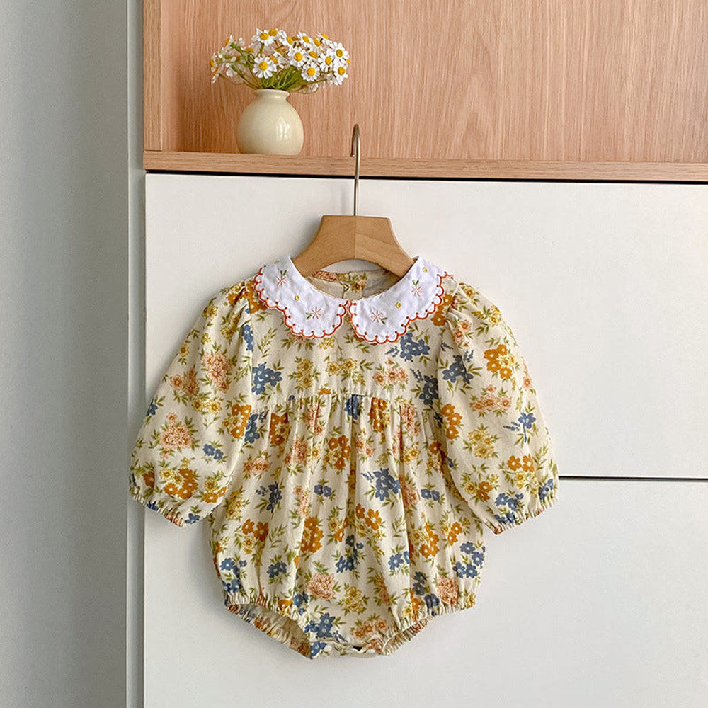 MyKids-USA® Flowers Pattern Baby Kids Girls Onesies and Dress – Princess Sister Matching Set