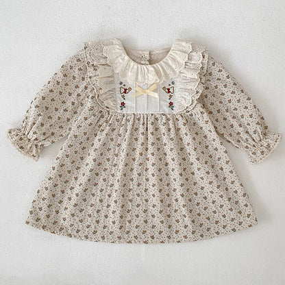 MyKids-USA® Arrival Spring and Autumn Flowers Pattern Baby Kids Girls Onesies and Dress – Princess Sister Matching Set