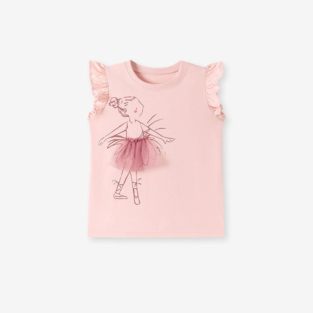 MyKids-USA® Kids’ Cartoon Pattern Fly Sleeves T-shirt in European and American Style for Girls