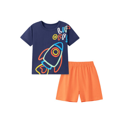 MyKids-USA® Baby Kids Boys Short Sleeves Cartoon and Letters Pattern T-shirt and Shorts Clothing Set