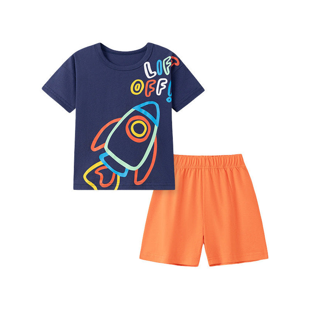 MyKids-USA® Baby Kids Boys Short Sleeves Cartoon and Letters Pattern T-shirt and Shorts Clothing Set