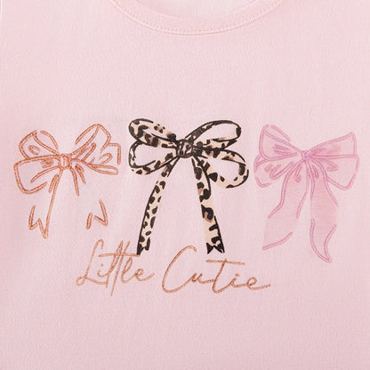 MyKids-USA® Baby Kids Girls Short Sleeves Butterfly-bows Pattern T-shirt and Pink Pants Clothing Set