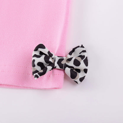MyKids-USA® Baby Kids Girls Short Sleeves Butterfly-bows Pattern T-shirt and Pink Pants Clothing Set