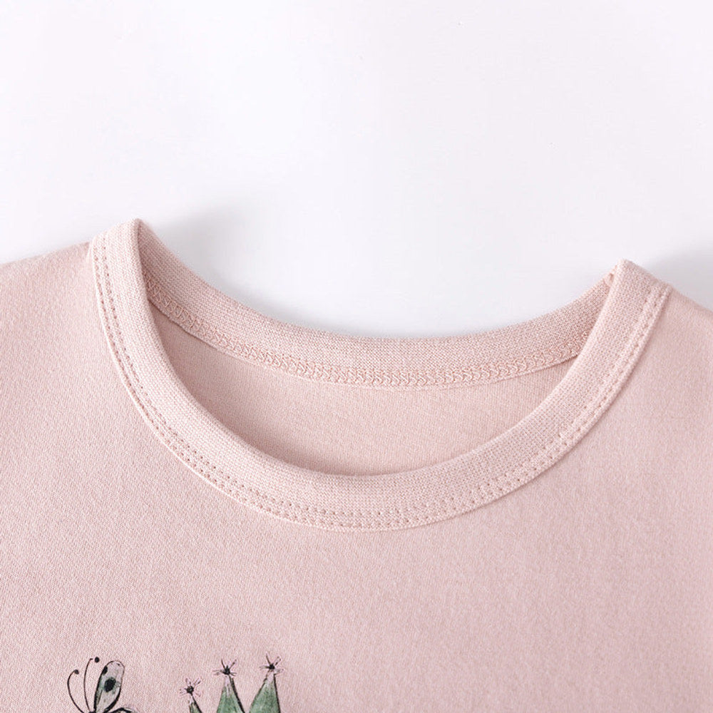 MyKids-USA® Baby Kids Girls Short Sleeves Cartoon Pattern T-shirt and Pink Floral Shorts Clothing Set