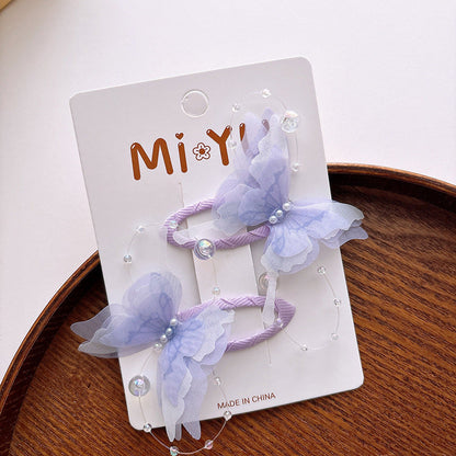 MyKids-USA® Collection of 2 Versatile Butterfly Pattern Beaded Hair Clips