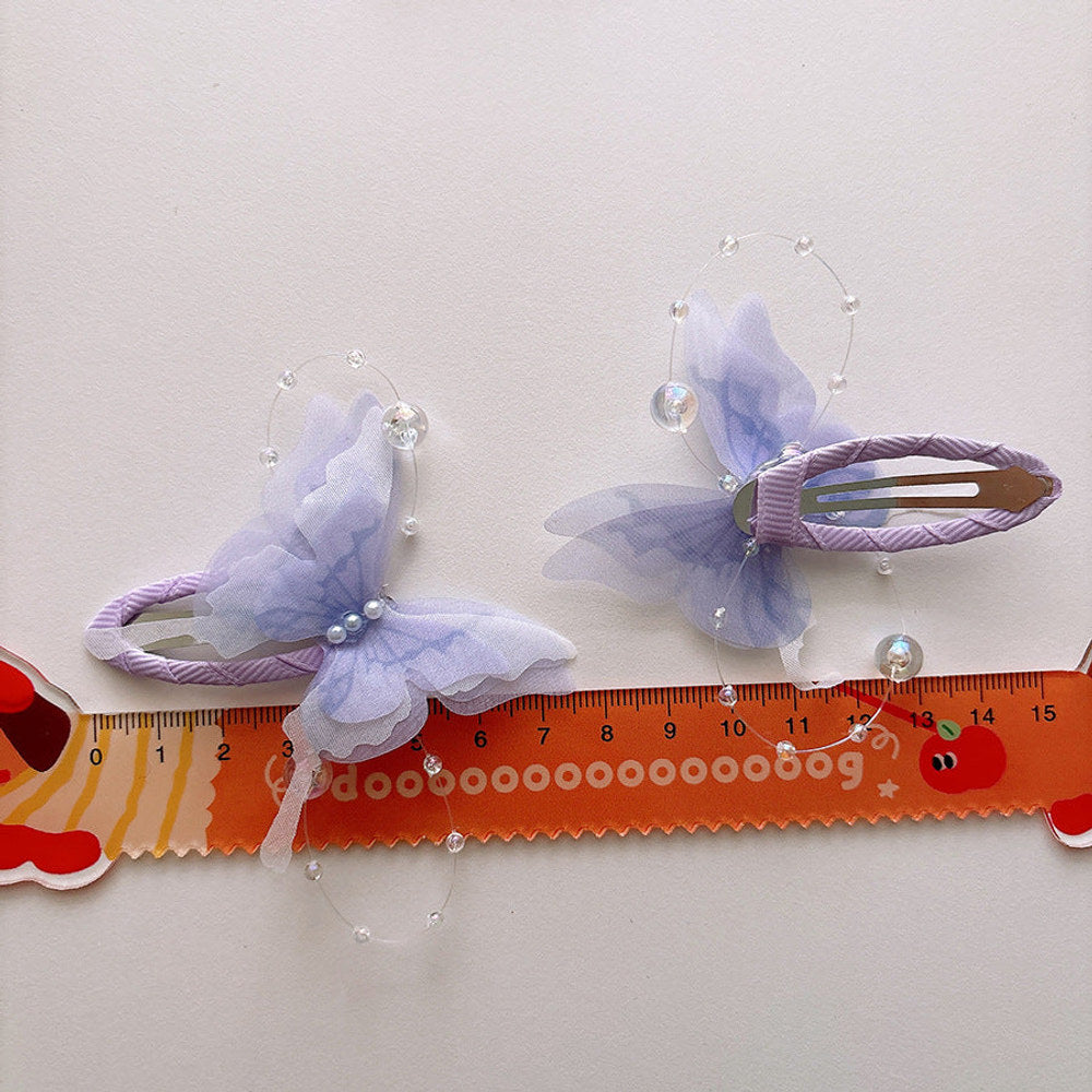 MyKids-USA® Collection of 2 Versatile Butterfly Pattern Beaded Hair Clips