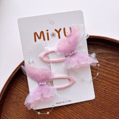 MyKids-USA® Collection of 2 Versatile Butterfly Pattern Beaded Hair Clips