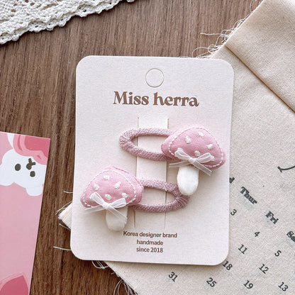 MyKids-USA® Collection of 2 Versatile Embroidered Pattern Pink Hair Clips