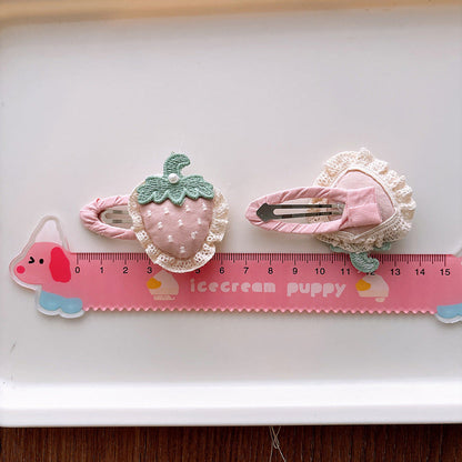 MyKids-USA® Collection of 2 Versatile Embroidered Pattern Pink Hair Clips
