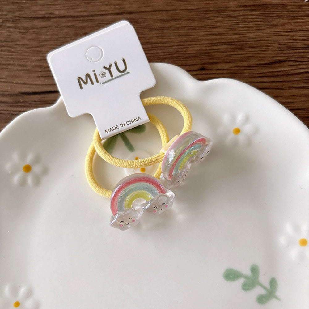 MyKids-USA® Collection of 2 Versatile Sweet Resin Decorated Hair Ties