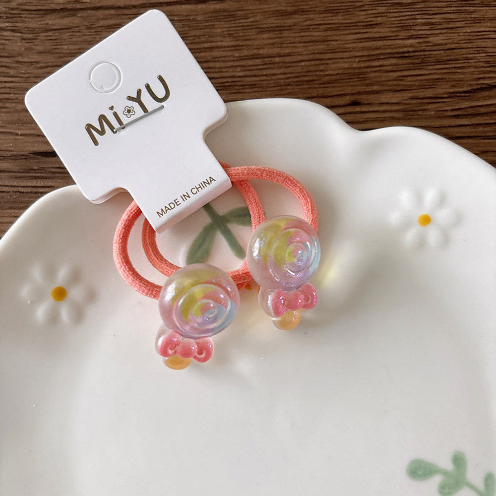MyKids-USA® Collection of 2 Versatile Sweet Resin Decorated Hair Ties