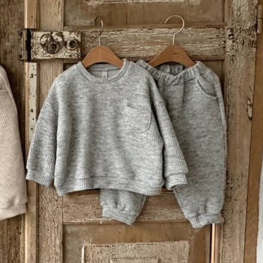 MyKids-USA® Baby Kids Unisex Long Sleeves Casual Solid Color Pullover and Pants Clothing Set