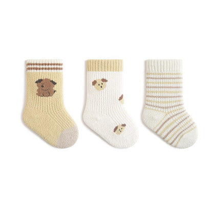 MyKids-USA® Baby Boys and Girls Cute Cartoon and Striped Pattern Socks 1 Lot=3-Pair Set