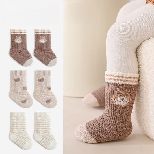 MyKids-USA® Baby Boys and Girls Cute Cartoon and Striped Pattern Socks 1 Lot=3-Pair Set