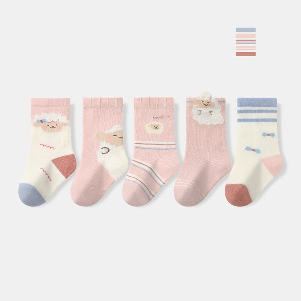 MyKids-USA® Baby Boys and Girls Cute Cartoon and Striped Pattern Socks 1 Lot=5-Pair Set