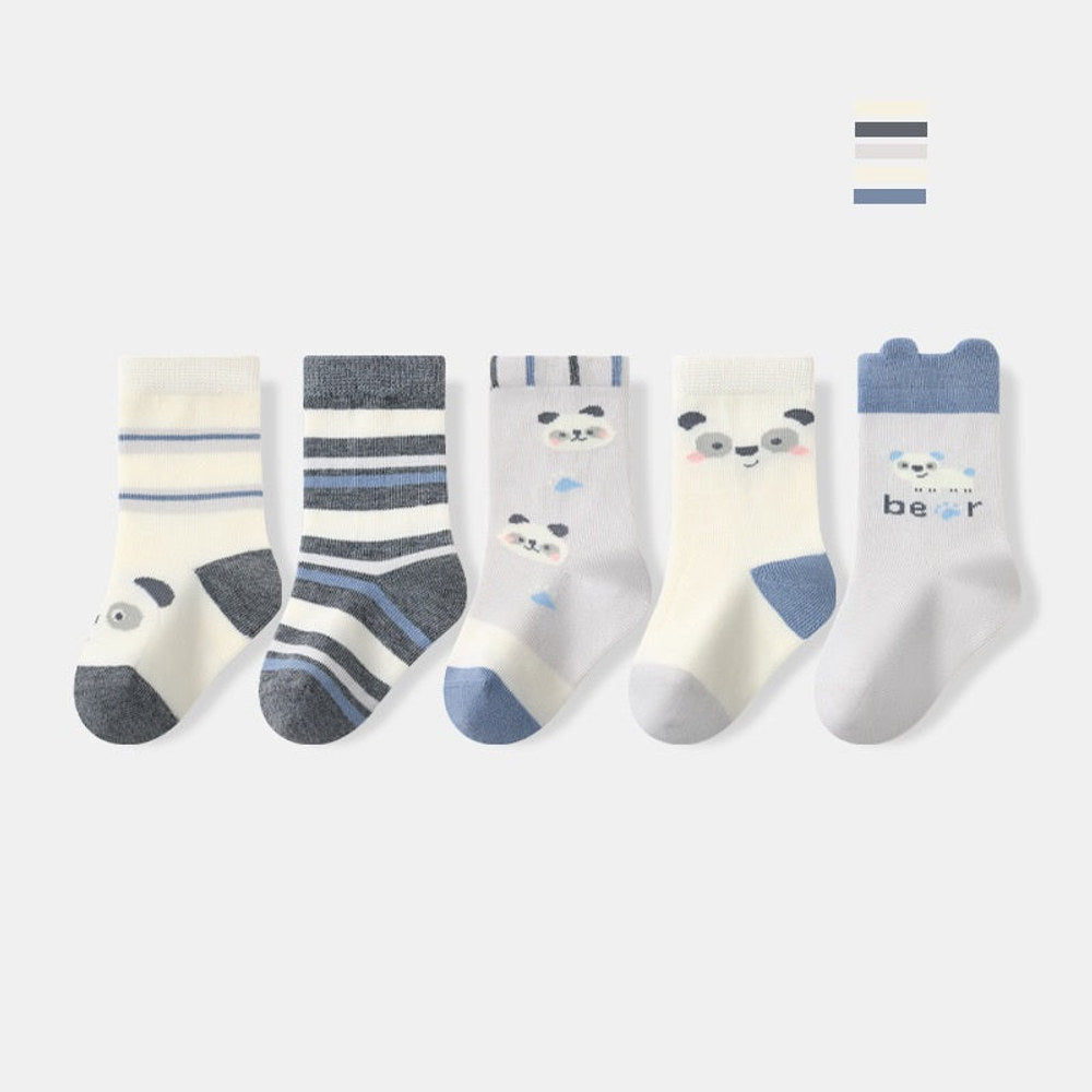 MyKids-USA® Baby Boys and Girls Cute Cartoon and Striped Pattern Socks 1 Lot=5-Pair Set