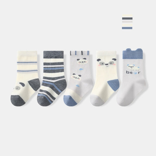 MyKids-USA® Baby Boys and Girls Cute Cartoon and Striped Pattern Socks 1 Lot=5-Pair Set
