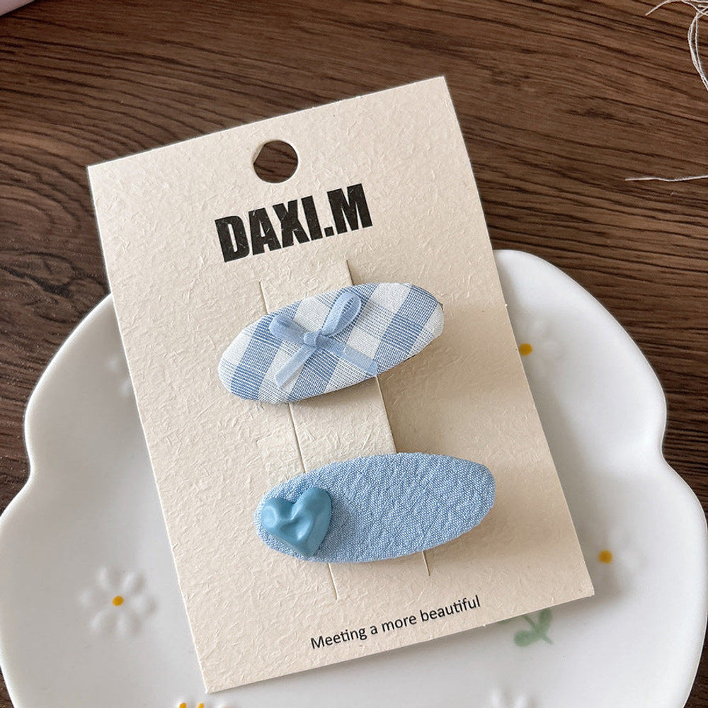 MyKids-USA® Collection of 2 Versatile Cute Butterfly-bow and Plaid Pattern Hair Clips