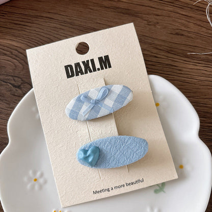 MyKids-USA® Collection of 2 Versatile Cute Butterfly-bow and Plaid Pattern Hair Clips