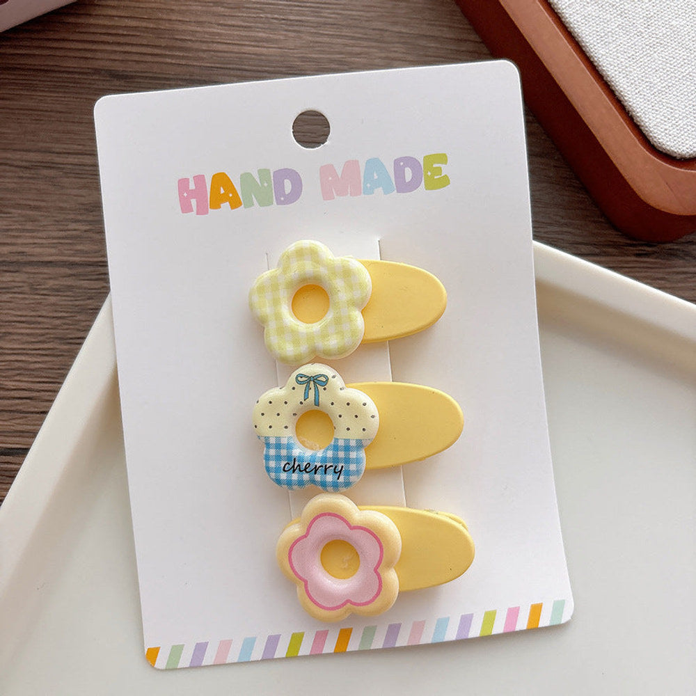 MyKids-USA® Collection of 3 Versatile Cute Flowers Pattern Hair Clips