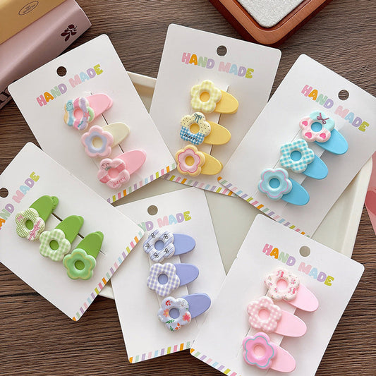 MyKids-USA® Collection of 3 Versatile Cute Flowers Pattern Hair Clips
