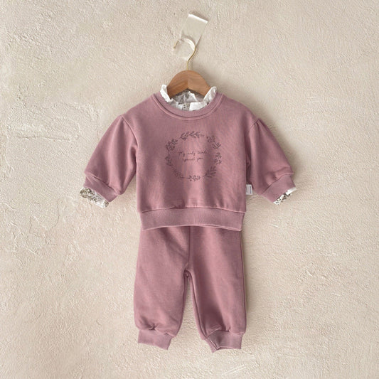 MyKids-USA® Winter and Spring Baby Kids Girls Long Sleeves Flowers and Letters Pattern Pullover and Pants Clothing Set
