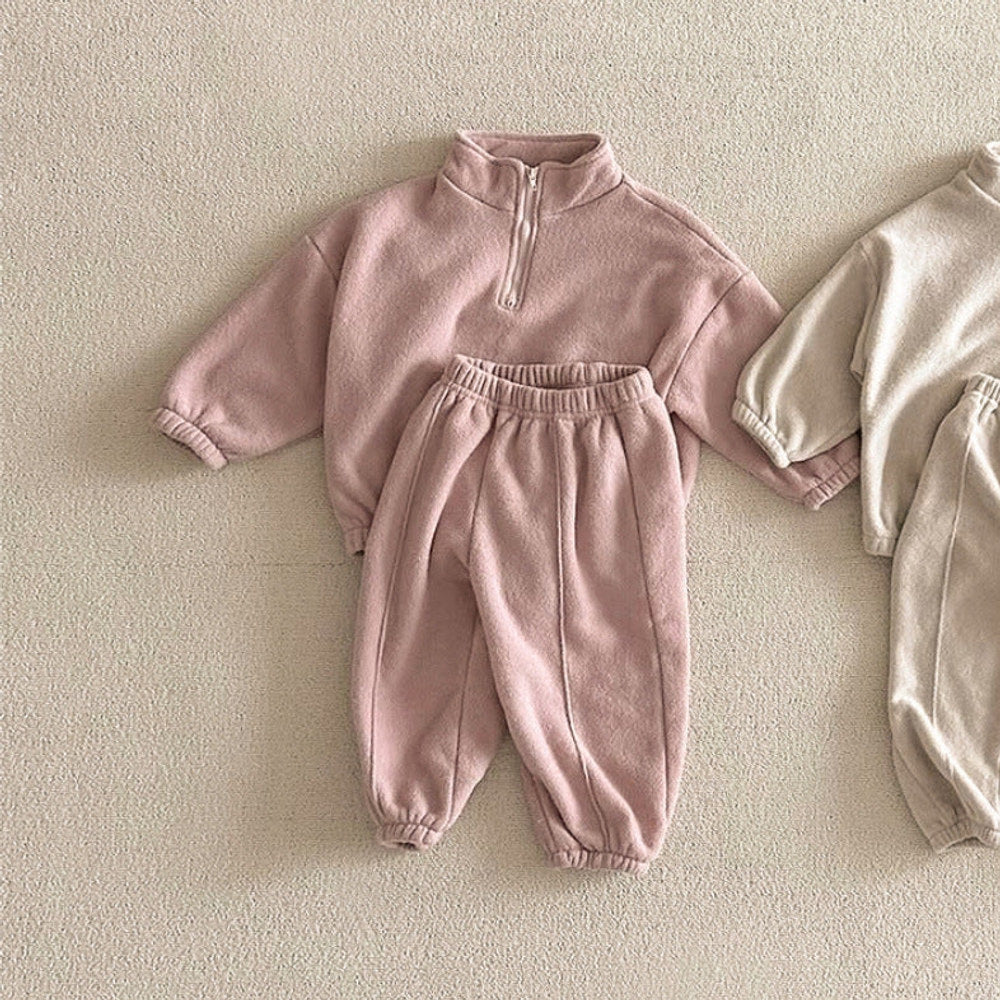 MyKids-USA® Baby Kids Unisex Long Sleeves Casual Solid Color Pullover and Pants Clothing Set