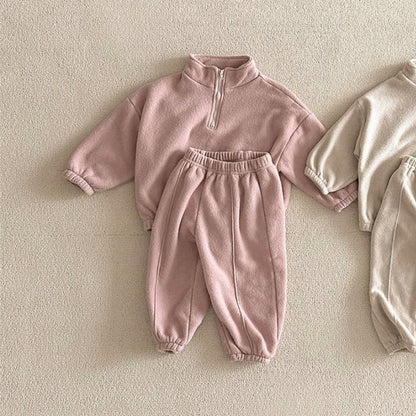 MyKids-USA® Baby Kids Unisex Long Sleeves Casual Solid Color Pullover and Pants Clothing Set