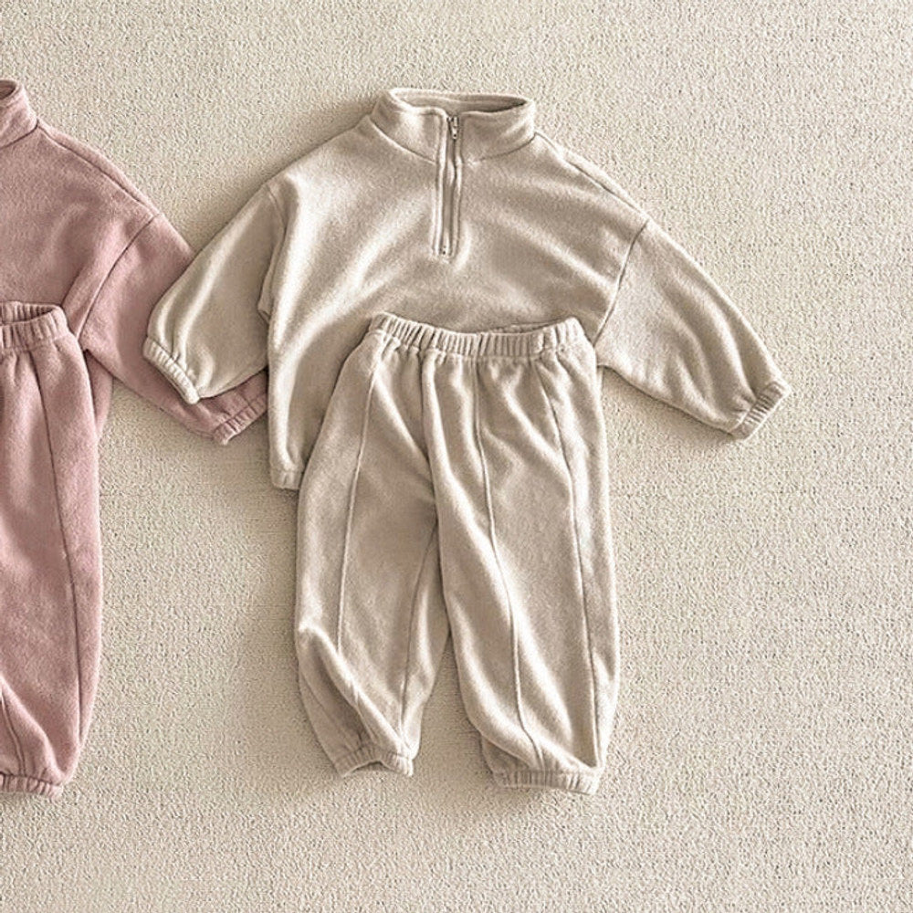 MyKids-USA® Baby Kids Unisex Long Sleeves Casual Solid Color Pullover and Pants Clothing Set