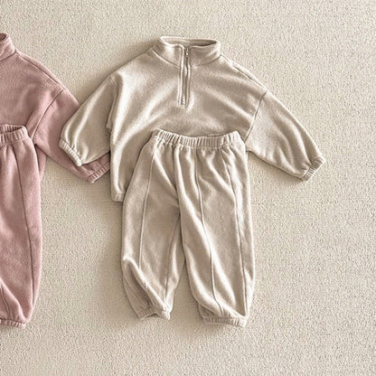 MyKids-USA® Baby Kids Unisex Long Sleeves Casual Solid Color Pullover and Pants Clothing Set