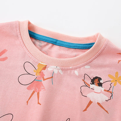 MyKids-USA® Spring and Autumn Girls Cartoon Fairy Pattern Long Sleeves Top and Pants Clothing Set