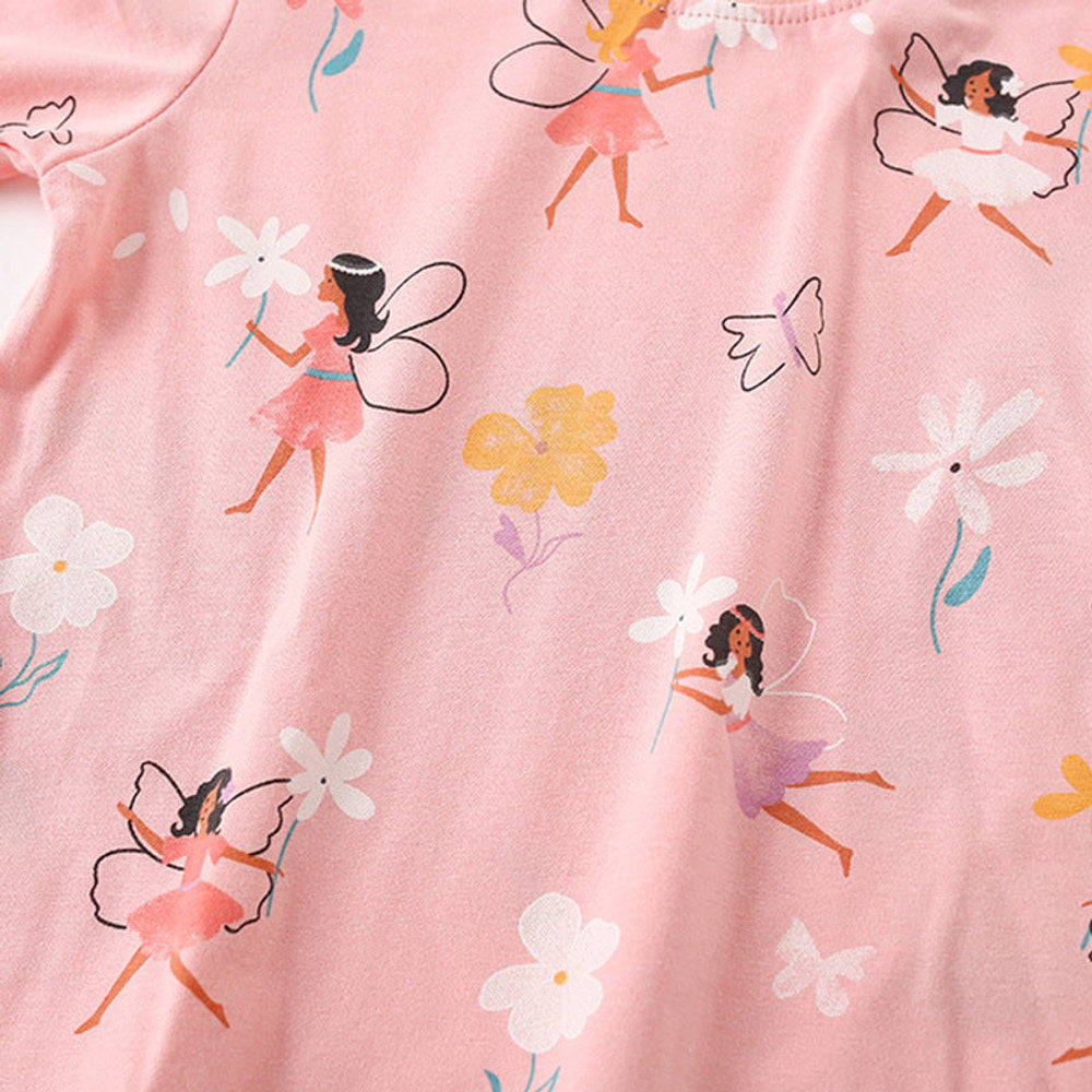 MyKids-USA® Spring and Autumn Girls Cartoon Fairy Pattern Long Sleeves Top and Pants Clothing Set